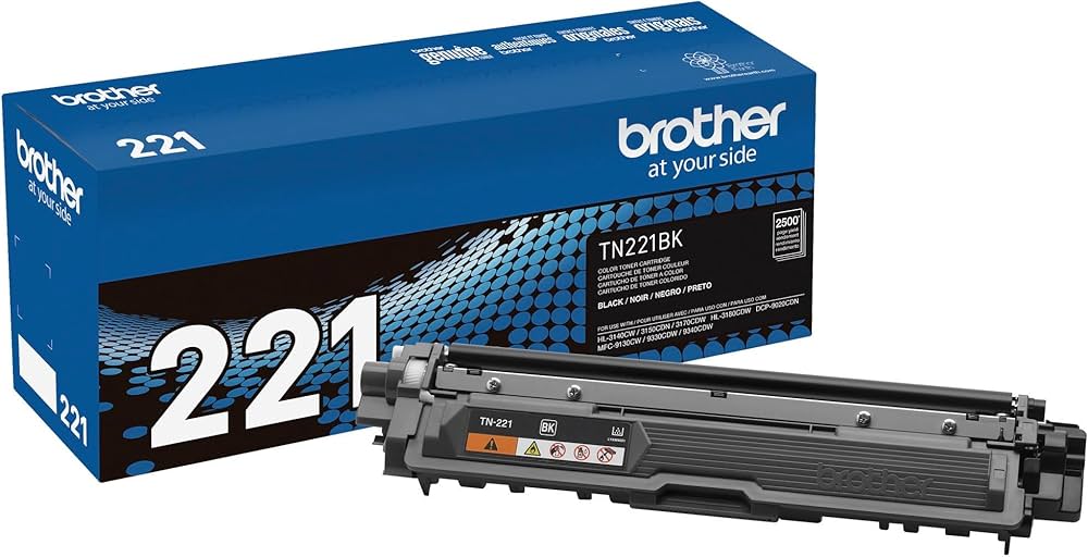 Genuine Brother TN221BK Black Toner to HL-3140CW, HL-3170CW,MFC-9130CW, MFC-9330CDW