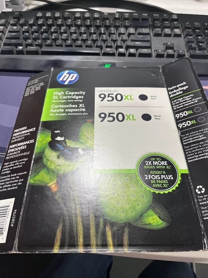 2-Pack HP Genuine 950XL Black Ink OFFICEJET PRO 8600 Sealed Expired 2016