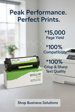 Load image into Gallery viewer, Encore toner cartridge for Lexmark MS321, MS421, MS521, MS621, MS622, and MX421 printers, 15K yield, compatible ink and toner.
