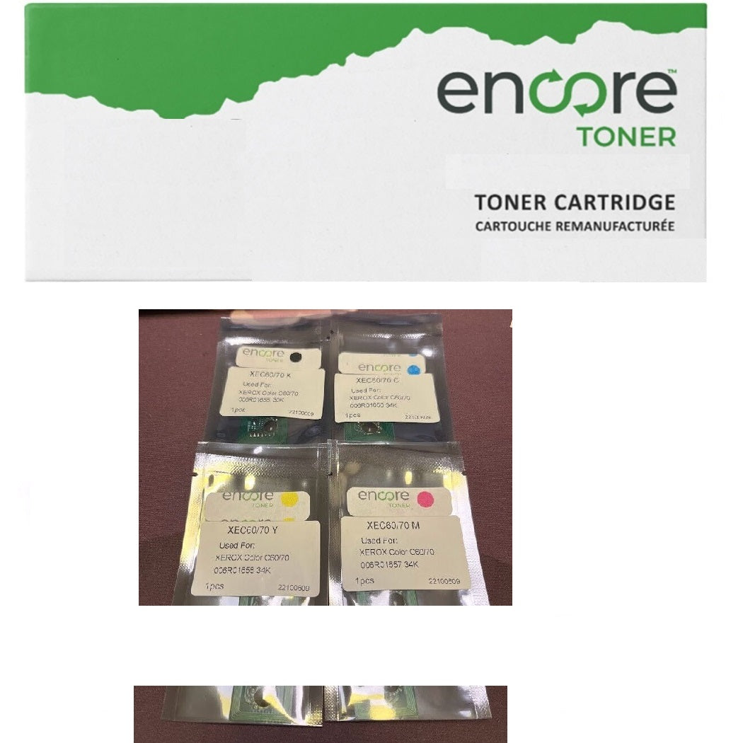 4 x Encore Toner Chip for Xerox 6R1655, 6R1656, 6R1657, 6R1658 to C60, C70, EC70